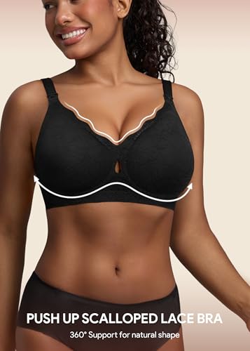 Image of HBselect Nursing Bras for Breastfeeding 3 Pack Women Maternity Jelly Bras | Wireless Classic Jelly Support Nursing Bra, Seamless Scalloped Maternity Bras, Comfort Pregnancy Sleep Bralette with Extender