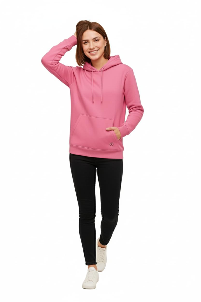 Women's Solid Winter Hooded Sweatshirt | Cotton Plain Full Sleeve Hoodie | Casual Winter Wear (M) Lavender-image-18