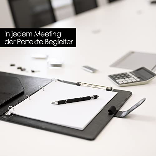 OfficeTree Klemmbrettmappe A4 mit Deckel - Schreibmappe A4 Klemmbrett Schwarz - Arbeitsmappe mit Ringbuch - Klemmbrett Mappe Organizer - Inklusive Block und Kugelschreiber