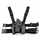 LIVIQILY Tactical Glock Leg Holster Left Hand Paddle Thigh Belt Drop Pistol Gun Holster w/Magazine Torch Pouch for Glock 17 19 22 23 31 (Black)