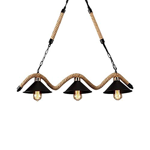 Lampe en corde de chanvre suspendue rétro pour éclairage chaleureux de bar et loft moderne