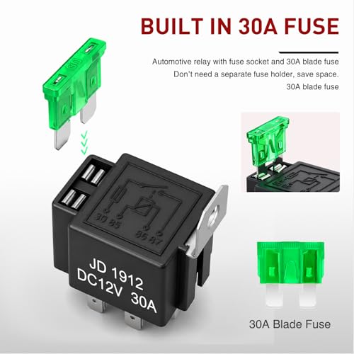 Image of Nilight 5PCS 30A Fused Relay Socket Harness Holder Kit | 12V 4 Pin SPST Interlocking 30 Amp Automotive Replacement Relays with Fuse for Auto Cars RV Truck SUV Automotive