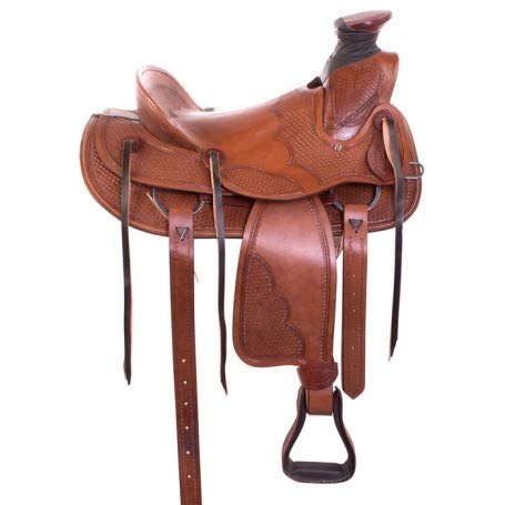 Me Enterprises Size 14” 15” 16” 17” 18", Wade Tree A Fork Premium Western Leather Roping Ranch Work Horse Saddle Tack, Headstall, Breastplate & Reins/91 (16.5) #TOP3