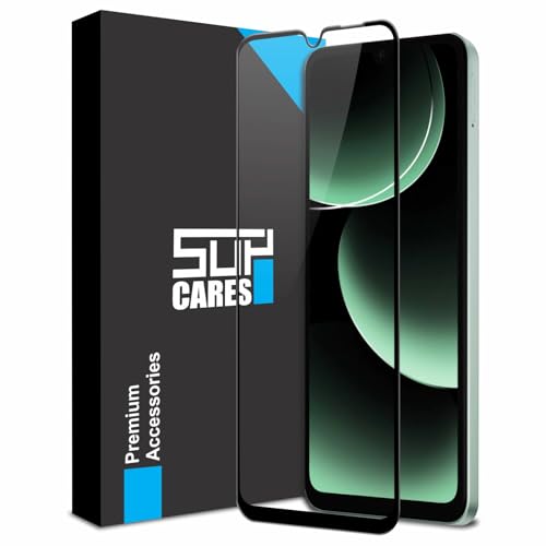 SupCares Tempered Glass for Poco M7 and Poco C81x (6.88 Inch) With Installation Kit | 9H Edge to Edge Screen Protector | Black