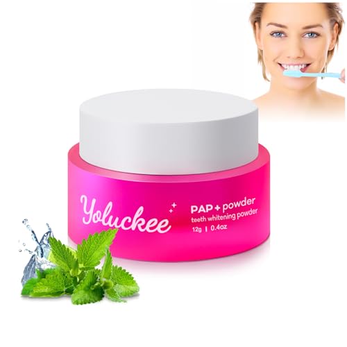 Yoluckee Teeth Whitening Powder | Stain Removing Tooth Powder | Pap+ Teeth Whitening Toothpaste Powder No Sensitivity & Enamel Safe | Mint Flavour | Glass Jar.
