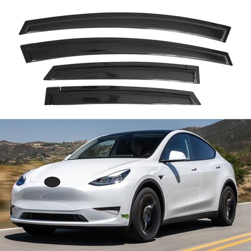 IG Window Visor for Tesla Model Y 2020-2024, Rain Guard Tape-On Extra Durable Sun Wind Side Vent Window Deflector, 2020 2021 2022 2023 2024