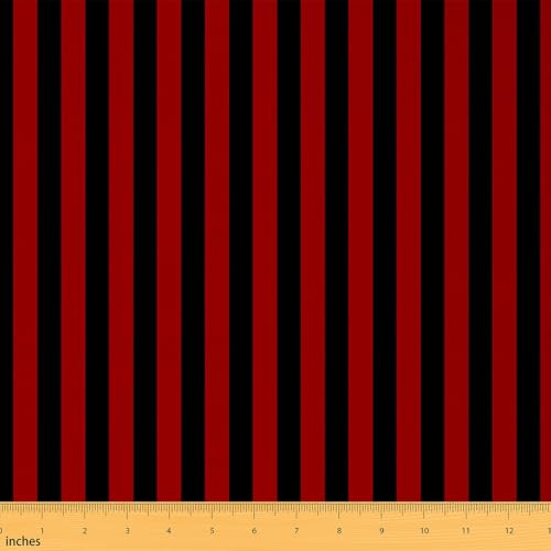Kids Red Black Upholstery Fabric for Chairs 1 Yard Abstract Fabric by The Yard for Boys Girls Teens Stripes for Home DIY Projects, Waterproof Indoor Outdoor Decor Soft Microfiber Geometric
