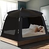 AYAMAYA(アヤマヤ) ベッドテント 屋内プライバシーテント ベッドキャノピー 子供と大人向け ツインサイズ プライバシースペース 80%遮光 睡眠用 通気性のよいメッシュウィンドウ ドア2つ 携帯電話とパッドホルダー