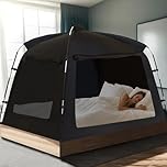 AYAMAYA Indoor Bed Tent for Kids and Adults, 80% Blackout Privacy Space for Sleeping, Breathable Mesh Windows, 2 Doors & Phone Holders & Pads Inside