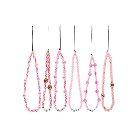 Taouzi 6Pcs Breast Cancer Awareness Accessories Breast Cancer Phone Charm Breast Cancer Gifts for Woman Breast Cancer Prevention Month Promotion Campaign Accessories for Phone Keychain Wallet Cover
