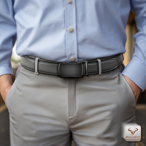 BULLIANT Men's Belt,Slide Ratchet Belt Adjsutable For Men Suit Casual Jeans Gift Boxed,Trim To Fit(Dark Gray,32"-38" Waist Adjustable)
