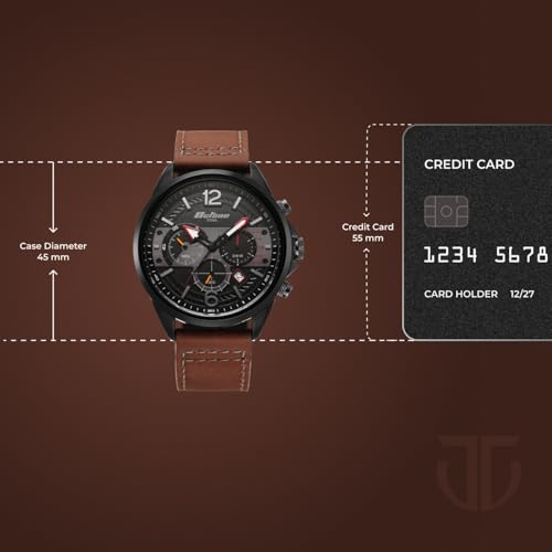 Image of Titan Octane Cred Analog with Black Dial Brown Leather Strap Watch for Men - 90238KL03