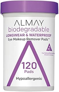 Eye Makeup Remover Pads by Almay, Biodegradable Longwear & Waterproof, Hypoallergenic, Cruelty Free-Fragrance Free Cleansing Wipes, 120 Pads (Pack of 1)