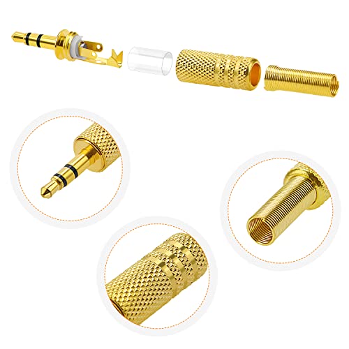 KUOQIY 15 PCS 3.5mm 3 Pole TRS Male Plug, Metal Audio Soldering Headphone Jack Plug with Spring - Image 3