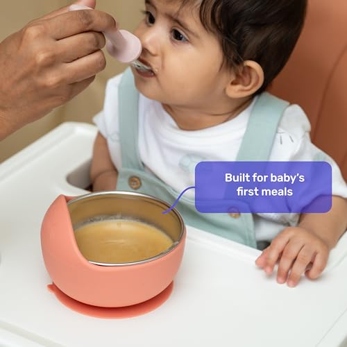 Image of Feeding Set of 3 for Kids | Suction Plate Bowl Cutlery Spoon Fork | BPA Free | Stainless Steel | Easy Grip | Non Spill | Self Feeding Set | Dishwasher Safe (Ocean)