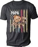 Custom Papa Flag Hands Kids with Name Shirt, Personalized Grandpa Papa Gifts Shirt, for Papa, Papa B