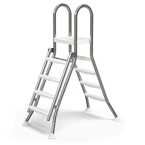 well2wellness® Stainless Steel Safety High Pool Ladder Foldable V2A 4/4 Steps for Cymbals up to 1.20 m