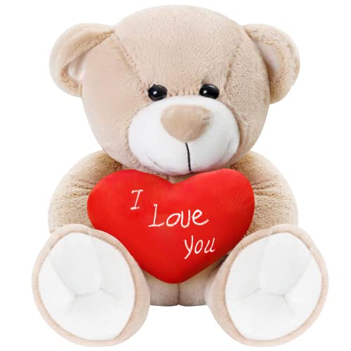 Vyusit Plush Teddy Bear Stuffed Animal, 9.84 Inch Teddy Bear With Red Heart, I Love You! Cute Soft Plush Toys For Valentine's Day Wedding Birthday Party #TOP10