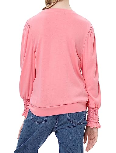 Image of Girls Long Sleeve Crewneck T-Shirt Smocked Sleeve Tie Front Knot Gathered Cuffs Tees Top Blouse for 3-12Y