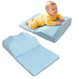 POWYS Colic Baby Relief Pillow Tummy Time Prop - Reflux & Gas Relief，Wedge Pillow for Infant - Neck and Shoulder Strength Building，Nursing Support Feeding ，Memory Foam Adjustable Height