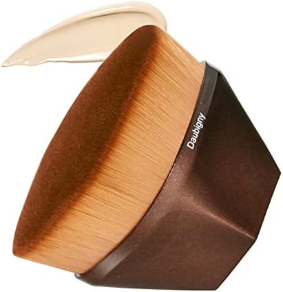 Foundation Makeup Brush Flat Top Kabuki Hexagon Face Blush Liquid Powder Foundation Brush for Blending Liquid, Cream or Flawless Powder Cosmetics with Bonus Protective Case (Champagne)