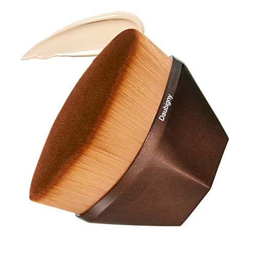 Daubigny Foundation Makeup Brush Flat Top Kabuki Hexagon Face Blush Liquid Powder Foundation Brush for Blending Liquid, Cream or Flawless Powder Cosmetics with Bonus Protective Case (Black)