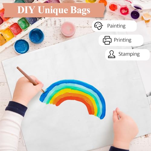Vaktop Jutebeutel, 40x35cm Stofftasche, 2 Stück Baumwolltasche Unbedruckt, Stofftaschen zum Bemalen, Stoffbeutel Einkaufstasche mit Zwei Langen Henkeln für Sport, Shopping, Lebensmittel (Weiß)