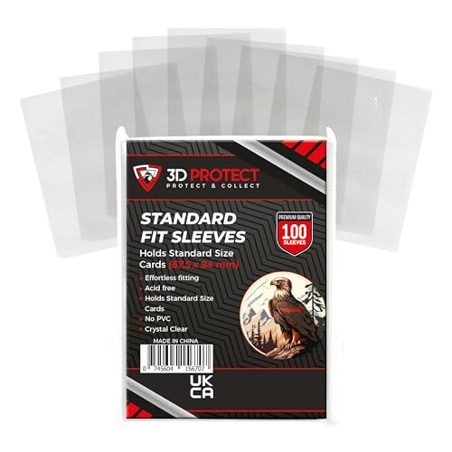 3D-Protect Juego de 100 fundas estándar para tarjetas, ultra gruesas, compatibles con varias tarjetas comerciales y deportivas, sin ácido, sin PVC, diseño transparente