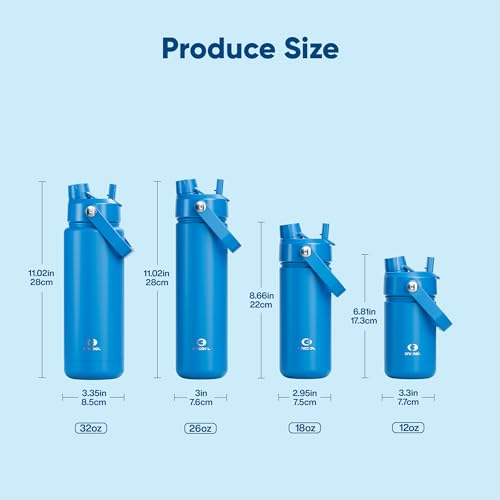 Image of Kids Insulated Water Bottle with Straw - 12oz Stainless Steel Water Bottle with Dual Spouts, Leak-Proof, BPA-Free, Double Wall Vacuum Keeps Cold for 24 Hours for Sports, Travel, School (Celtic Blue)
