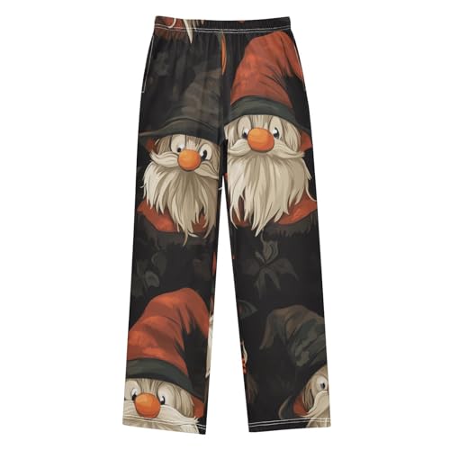 Gnome Pumpkins Print Boys Long Pants Soft Trousers Elastic Waist Kids Lounge Bottoms with Pockets S-XL