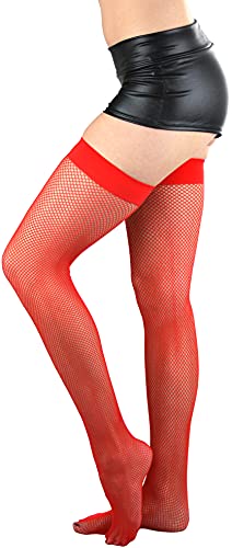 Image of ToBeInStyle Women's Fine Classic Fishnet Thigh High Stretch Nylon Novelty Stockings