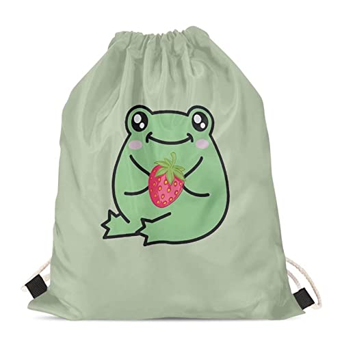 HELLHERO Frog Backpack Drawstring Bag Gym Cinch Sackpack String Outdoor PE Kit Bags Travel Storage Pouch School Bookbag for Travel Office Shopping Hiking Camping Picnic