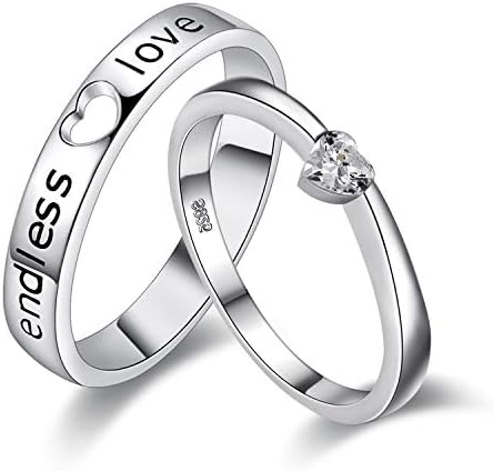 2pcs His and Her Endless Love Heart Ring Platinum Plated Engagement Rings Puzzle Matching Set Wedding Engagement Band Valentine's Day Couples Gifts J205