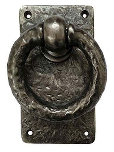 Adonai Hardware"Adonikam" Heavy Duty Cast Iron Front Entry Sturdy Ring Medieval Door Knockers (1 Pack, Antique Nickel) for Vintage Wooden Barn Shed Doors, Gates, Fences, Furniture and Farmhouse
