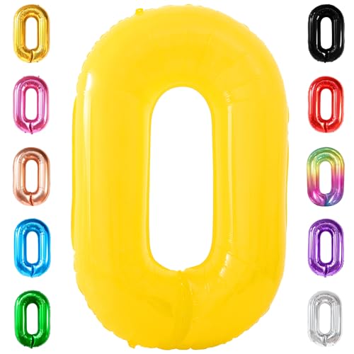 Image of KatchOn Yellow 0 Balloon Number 40 Inch