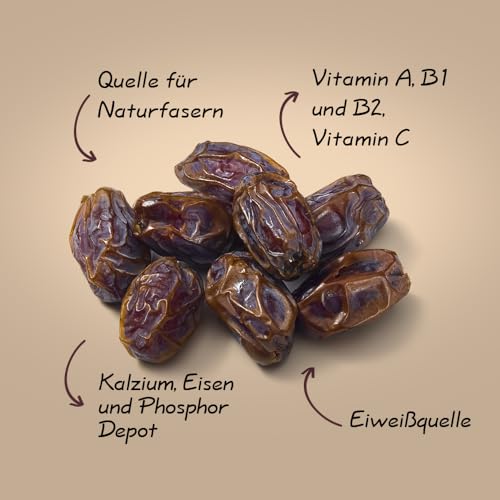 Alucra Medjool Datteln Medium 1 kg - Extra große frische Datteln Medjool aus Palästina - Natürlich süße Hurma ohne Zuckerzusatz - Weiches Fruchtfleisch & intensiver Geschmack