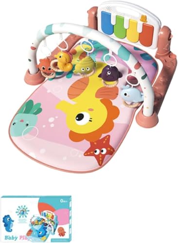 Citybabyジム プレイマット 音楽 ベッドメリー 0か月~ 赤ちゃん 幼児 メリー 男女共用 取り外す可能 知育 幼児用寝具 出産祝い 新生児 3ヶ月から対象 ピアノプレイジム 出産祝いプレゼント フォレストレッド (タツノオトシゴ)