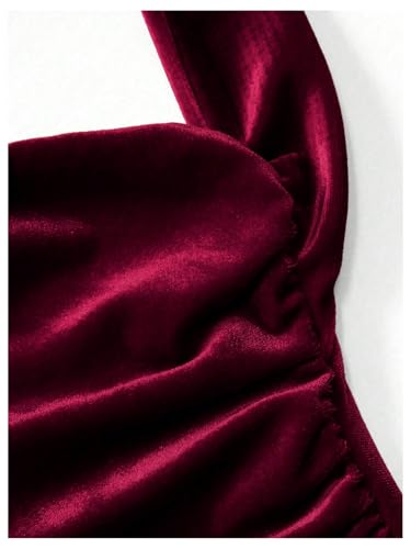 SOLY HUX Women's Velvet Halter Bodycon Dress Sleeveless Ruched Fishtail Cocktail Party Long Dresses4