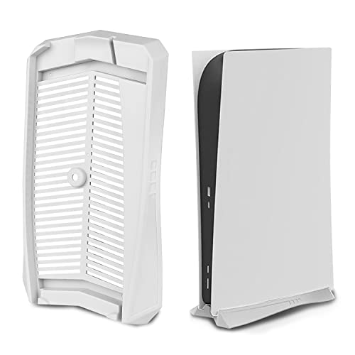 PS5 Ständer Vertikaler Standfuß für PS5, Vertical Halterung mit rutschfest und Lüftungsschlitzes Design, PS5 Vertikaler Halter Basis, PS5 Zubehör - Weiß Cover