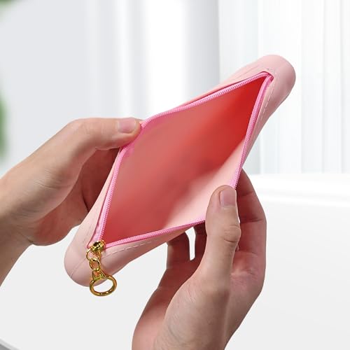 Travel Makeup Brush Holder, Portable Silicone Make up Bag Organizer, Brushes Case with Anti-Fall Out Zipper Closure, Soft Cosmetic Pouch Travel Essentials(pink)