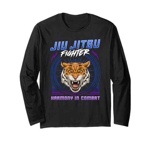Jiu Jitsu Harmony In Combat - Grappling BJJ Tiger Head Maglia a Manica