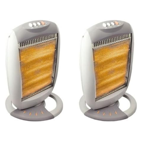 2 x 400W/800W/1200W Halogen Heaters Oscillating Electrical Portable Fire Home Cover