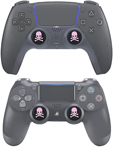 9CDeer Performance Joystick Analog Stick Thumb Grips Set of 6 Compatible with PS5, PS4, Xbox Series X/S Xbox One, Switch Pro Controller Skull Black & Pink
