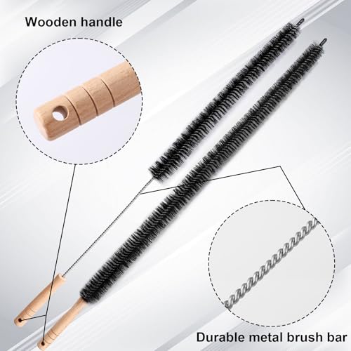 Image of 2pcs Bendable Radiator Brush, Include 1pcs Long Brush Head Radiator Dusters and 1pcs Long Handle Dryer Vent Lint Cleaners for Dryer Vents Refrigerator Coil Stair Rails Furniture