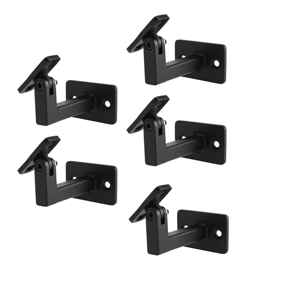 qimoi 5 Pcs Adjustable Swivel Handrail Bracket Stair Railing Brackets, Hand Rail Brackets for Indoor or Outdoor Staircase for Stairs, Wall Mounted Brackets