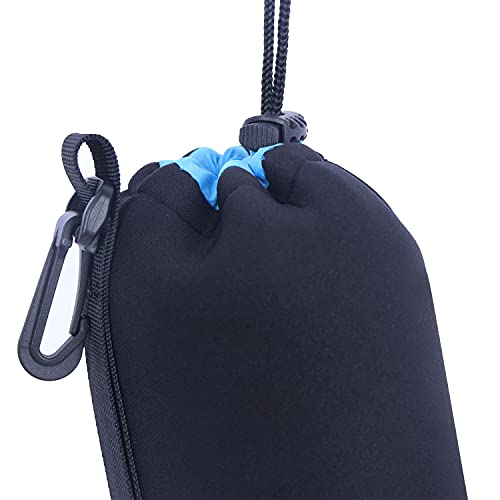 N-S 4 Pack Neoprene Pouch, Soft Plush Camera Lens Pouch, Compatible With Canon, Nikon, Sony, Olympus Pentax Lens Pouches (Black+Blue) #TOP3