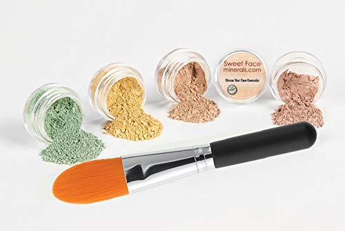 CONCEALER & CORRECTOR KIT with BRUSH Mineral Makeup Set Bare Skin Matte Powder (5 gram Sample Size Jars, Light Concealer)