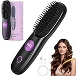 Go Brush Pro, Cordless Hair Straighteners Brush, Heated Hair Brush for Short Long Hairs, Portable Rechargeable Heated Ceramic Styling Brushes, Styling Appliances Tools for Travel Office Home