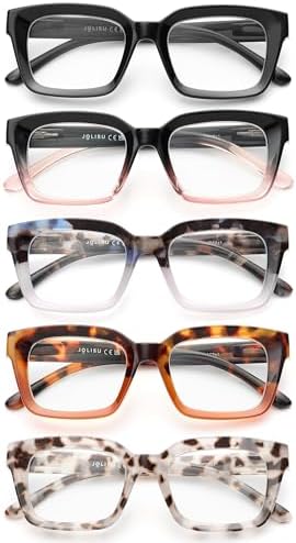 5 Pack Reading Glasses For Women,Blue Light Blocking Computer Reader Spring Hinge Eyeglasses