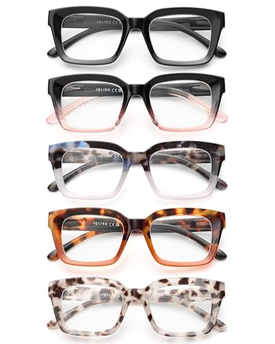 JOLISU 5 Pack Blue Light Blocking Reading Glasses